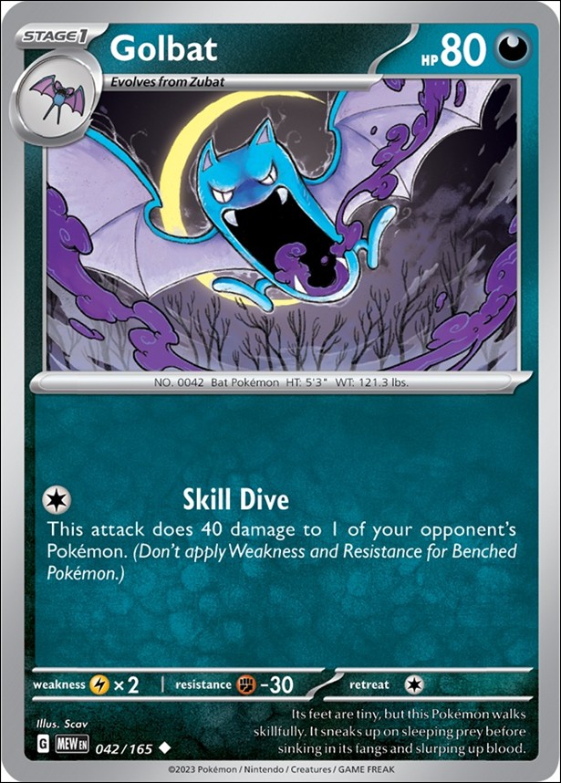 Pokemon: Scarlet & Violet - 151 (Base Set) card 042/165-B Golbat (Reverse Holofoil)