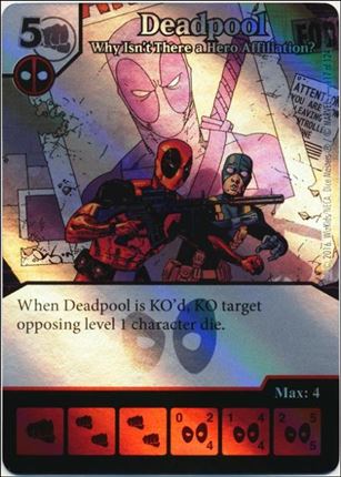 Marvel Dice Masters Deadpool card 117 Deadpool: Why Isn't There A Hero Affiliation?