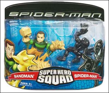 Spider-Man Super Hero Squad  figure 1 Sandman (Phasing) and Spider-Man (Black Costume)