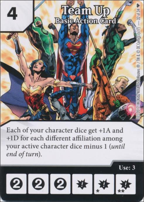 DC Comics Dice Masters Superman and Wonder Woman Starter Set card 32 Team Up: Basic Action Card 