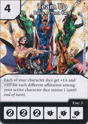 DC Comics Dice Masters Superman and Wonder Woman Starter Set card 32 Team Up: Basic Action Card 