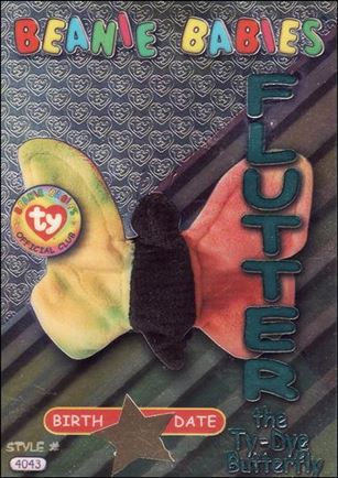 Beanie Babies Series 3 (Birthday or Rookie Subset) card 36 Flutter the Ty-Dye Butterfly Teal Lettering