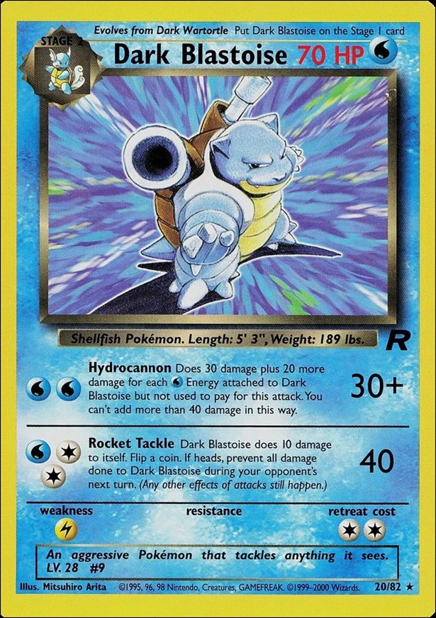 Pokemon: Team Rocket (Base Set) card 20-B Dark Blastoise (Non-Holo) - Unlimited
