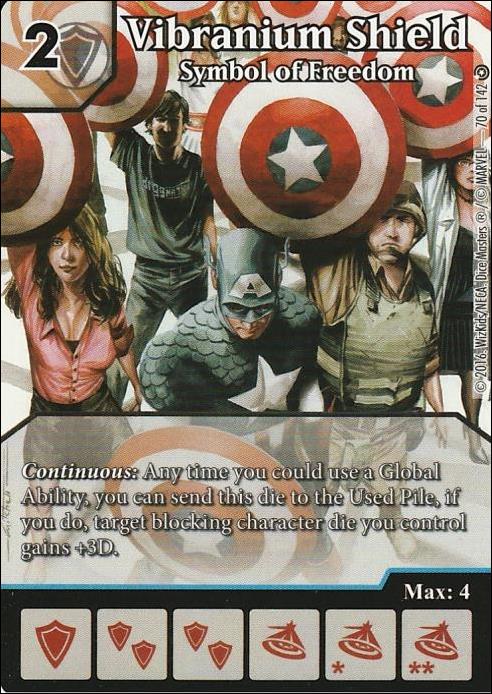 Marvel Dice Masters Civil War card 70-B Vibranium Shield: Symbol of Freedom (Alternate)