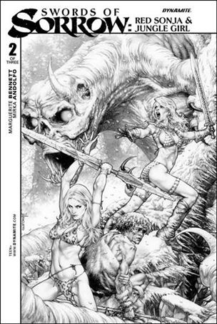 Swords of Sorrow: Red Sonja & Jungle Girl issue 2-B Black & White Cover 1:10