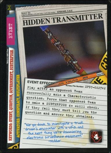 X-Files: The Truth Is Out There (Base Set) card XF97-0227v2 Hidden Transmitter