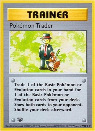 Pokemon (Base Set) card 77/102 Pokemon Trader (1st Edition) - Shadowless