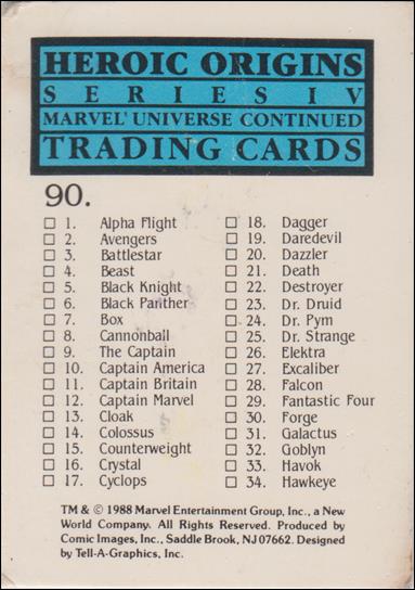 Heroic Origins (Base Set) card 90 Checklist
