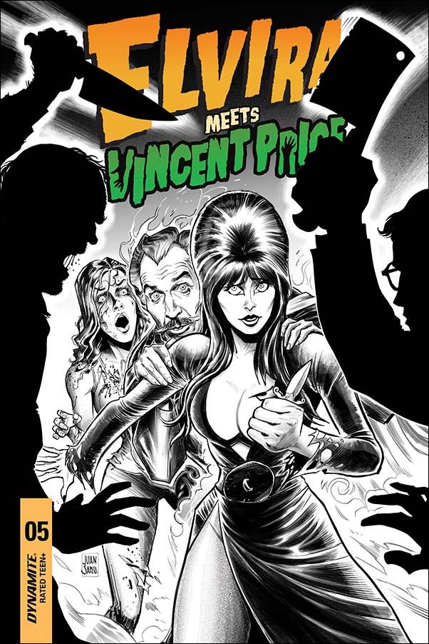 Elvira Meets Vincent Price issue 5-H Juan Samu 1:15 Black & White Cover