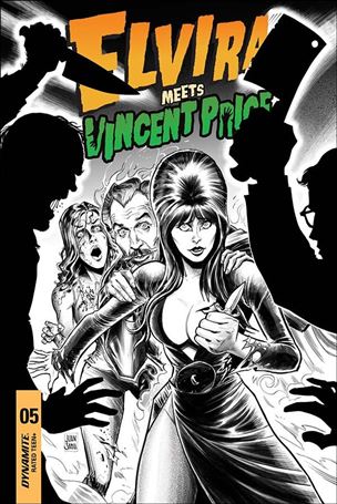 Elvira Meets Vincent Price issue 5-H Juan Samu 1:15 Black & White Cover