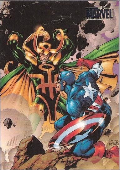 Marvel Heroes and Villains (Silver Foil Parallel Base Set) card 70 Captain America vs Loki