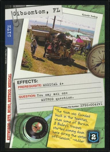 X-Files: Premiere Edition (Base Set) card XF96-0042v1 Gibsonton, FL