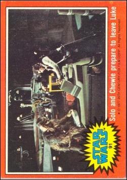 Star Wars: Series 2 (Base Set) card 91 Solo and Chewie prepare to leave Luke