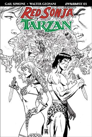 Red Sonja / Tarzan issue 3-E Walter Geovani 1:10 Black & White Cover