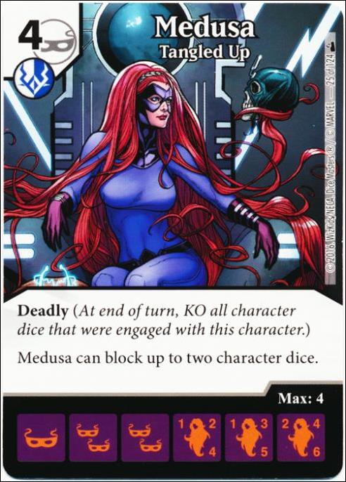 Marvel Dice Masters Deadpool card 25 Medusa: Tangled Up