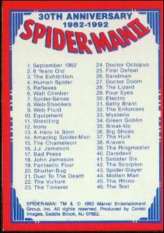 Spider-Man II: 30th Anniversary 1962 - 1992 (Base Set) card 90 Checklist
