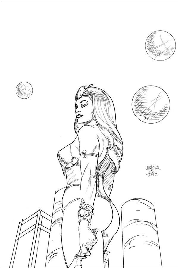 John Carter of Mars (2022) issue 5-N Joseph Michael Linsner Virgin B&W Cover