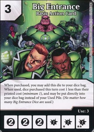 DC Comics Dice Masters War of Light card 25-B Big Entrance: Basic Action Card (Foil)
