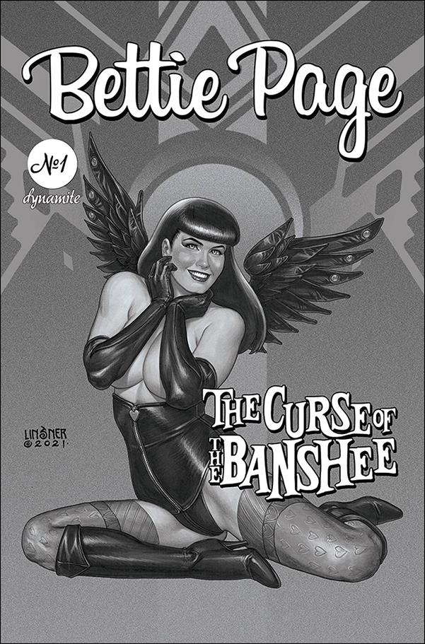 Bettie Page: The Curse of the Banshee issue 1-T Joseph Michael Linsner 1:50 Black & White Cover