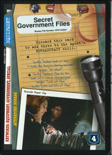 X-Files: 101361 (Base Set) card XF97-0439x1 Secret Government Files