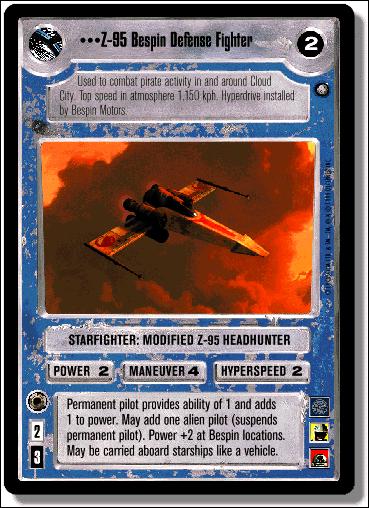 Star Wars: Enhanced Cloud City (Base Set) card 12 Z-95 Bespin Defense Fighter