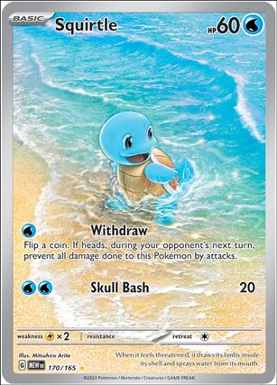 Pokemon: Scarlet & Violet - 151 (Base Set) card 170/165 Squirtle (HoloFoil) Full Art Illustration
