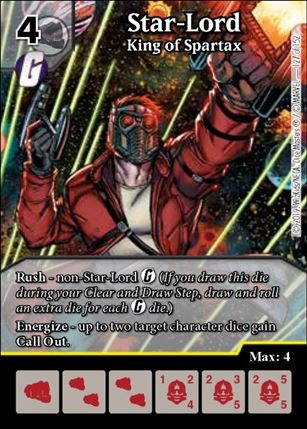 Marvel Dice Masters  Avengers Infinity Gauntlet card 127 Star-Lord: King of Spartax