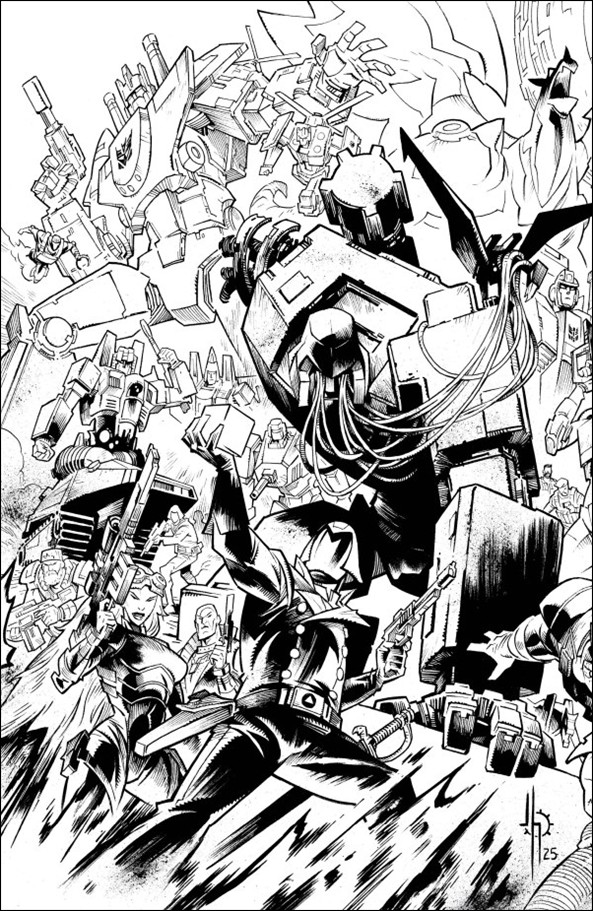Transformers (2023) issue 21-G Jason Howard B&W Energon Universe 2nd  Ann. Cover