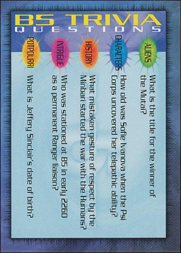 Babylon 5 Special Edition (Trivia Subset) card T-86 B5 Trivia Questions 86