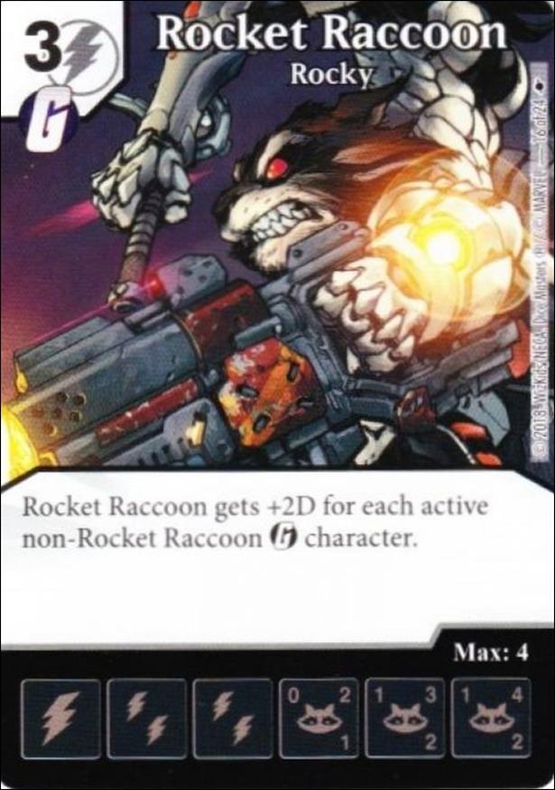 Marvel Dice Master's Kree Invasion Team Pack card 16 Rocket Raccoon - Rocky