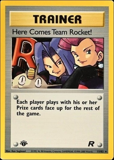 Pokemon: Team Rocket (Base Set) card 15 Here Comes Team Rocket (Holo) - 1st Edition