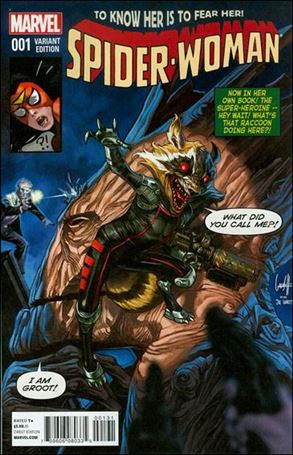 Spider-Woman (2015) issue 1-E Gary Choo Rocket Raccoon and Groot Cover