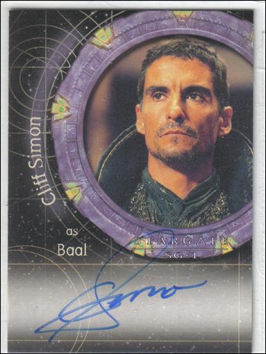 Stargate SG-1: Season 6 (Autograph Subset) card A34 Cliff Simon as Baal