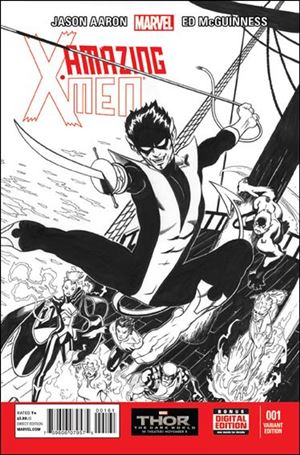 Amazing X-Men (2014) issue 1-D Ed McGuinness 1:75 Wraparound Black & White Cover