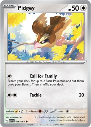 Pokemon: Scarlet & Violet - 151 (Base Set) card 016/165 Pidgey