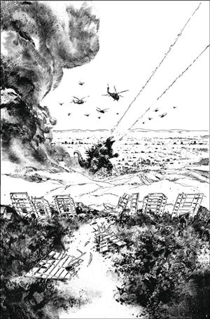 Godzilla vs. America: Los Angeles issue 1-C Gabriel Hardman B&W Virgin 1:25 Cover