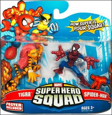 Marvel Super Hero Squad figure 57 Tigra and Spider-Man (Extended Arms/Underarm Webs)