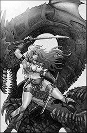 Red Sonja: Death and the Devil issue 1-W Moritat 1:10 B&W Virgin Cover