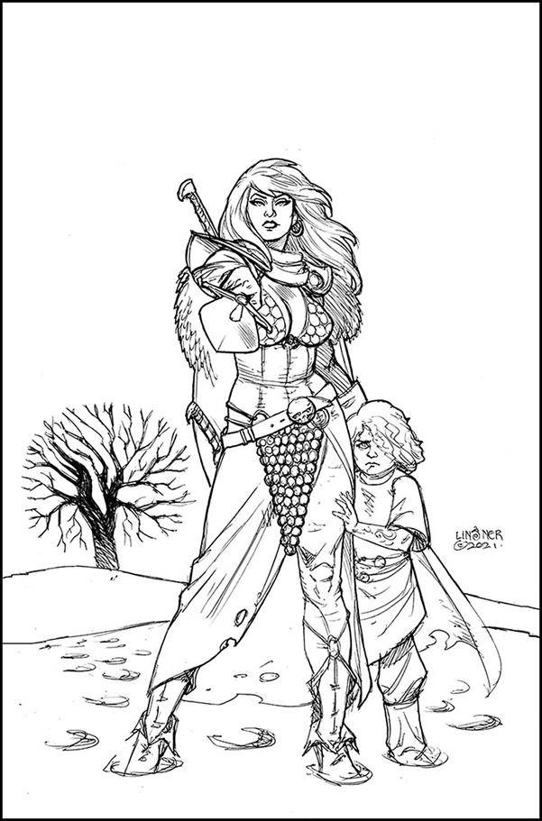 Red Sonja (2021) issue 1-P Joseph Michael Linsner 1:50 B&W Virgin Cover