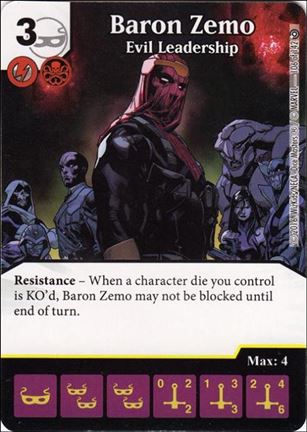 Marvel Dice Masters Civil War card 106 Baron Zemo: Evil Leadership