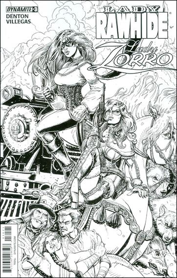 Lady Rawhide/Lady Zorro issue 3-B Black & White Cover 1:10