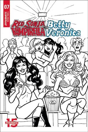 Red Sonja and Vampirella Meet Betty and Veronica issue 7-H Dan Parent Black and White 1:10 Cover