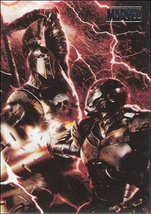 Marvel Heroes and Villains (Silver Foil Parallel Base Set) card 27 War Machine vs Ares