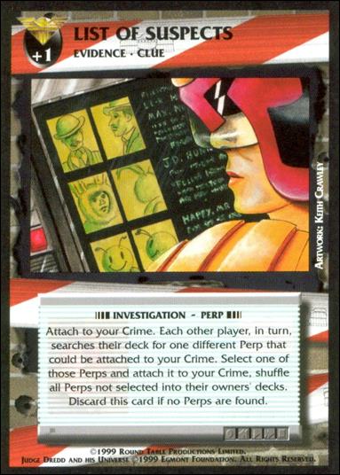 Dredd: The Card Game card 89 List of Suspects