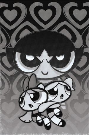 Powerpuff Girls: Halloween Special issue 1-K Cat Staggs B&W Virgin 1:20 Cardstock Cover