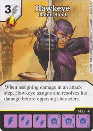 Marvel Dice Masters Avengers vs. X-Men  card 110 Hawkeye: Robin Hood