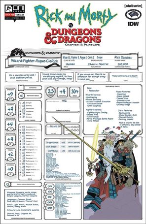 Rick and Morty vs Dungeons & Dragons Chapter II: Painscape issue 4-C Character Sheet Cover
