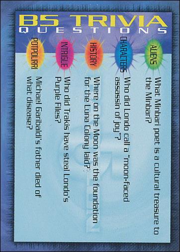 Babylon 5 Special Edition (Trivia Subset) card T-58 B5 Trivia Questions 58