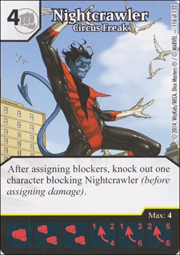 Marvel Dice Masters Avengers vs. X-Men  card 116 Nightcrawler: Circus Freak