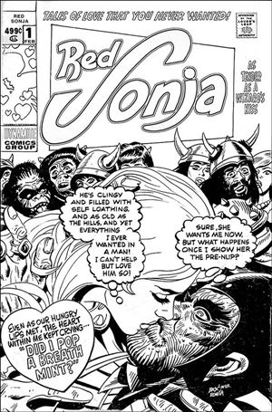 Red Sonja Valentine's Special issue 2021-D Jimmy Broxton 1:10 Black & White Cover